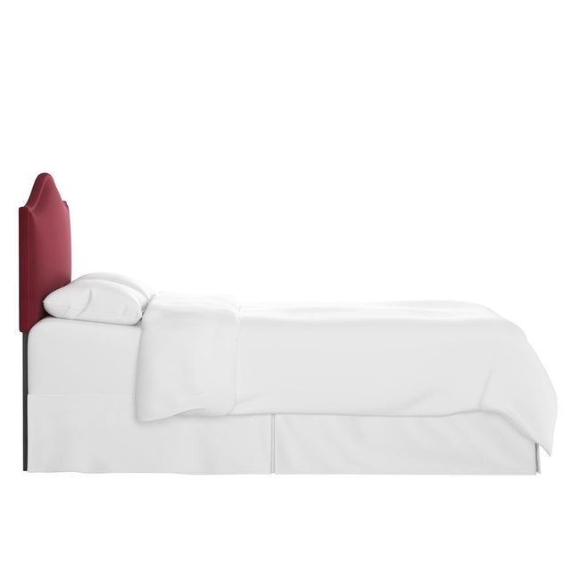 Contemporary California King Camelback Headboard in Velvet Berry For Sale - Image 3 of 6