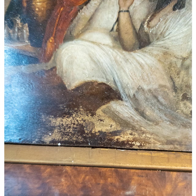 19th Century French or Continental Interior Genre Scene of a Lady With Dog, Oil on Tin For Sale - Image 13 of 15