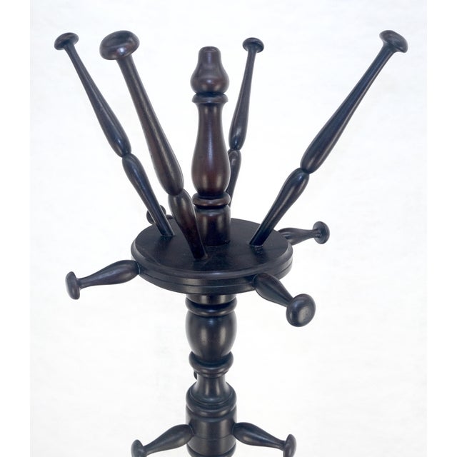 Solid Mahogany Turned Wood Tripod Base Coat Rack c1940s MINT For Sale - Image 12 of 12