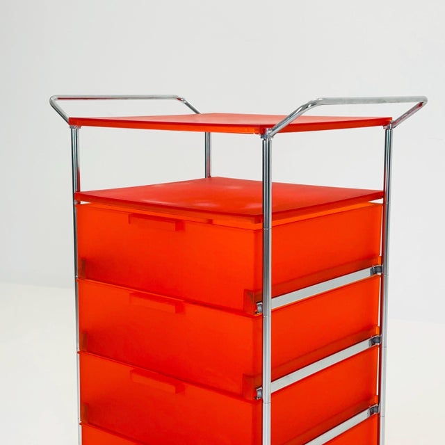 Mobil Storage Unit in Orange PMMA and Chrome by Antonio Citterio for Kartell, Italy, 1990s For Sale - Image 15 of 17