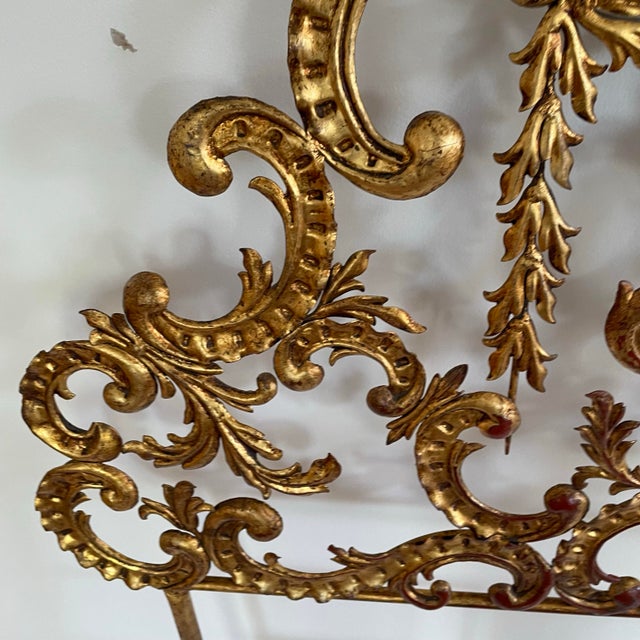 Rococo Vintage Mid Century Italian Rococo Style Gold Gilded Headboard For Sale - Image 3 of 8