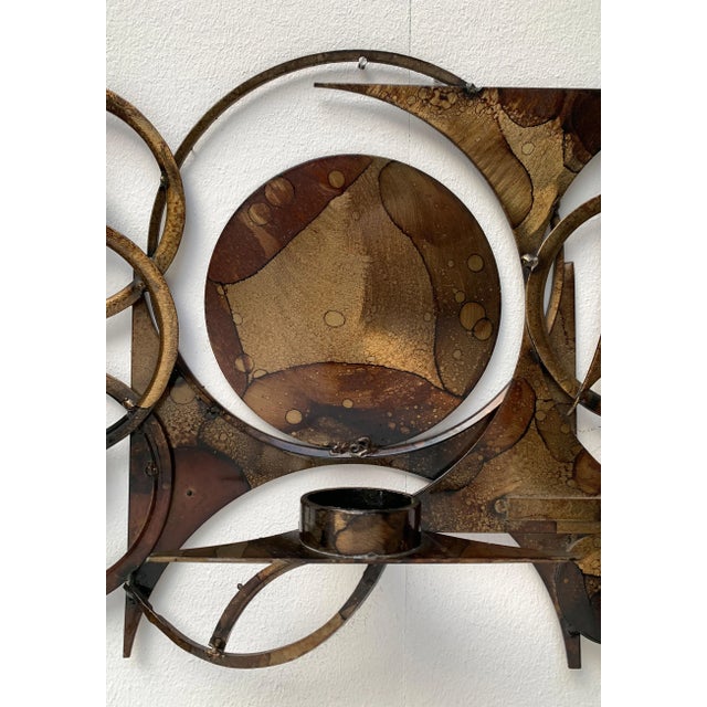 Mid-Century Danish Brutalist Metal Wall Sculpture and Candle Holder by Henrik Horst For Sale - Image 6 of 18