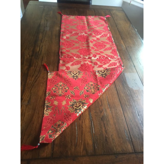 2000 - 2009 Authentic Turkish Motif Red Velvet 54"x 18.5" Table Runner For Sale - Image 5 of 6