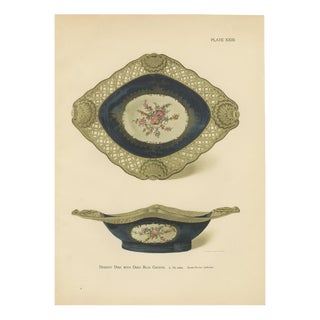 Worcester Porcelain Dessert Dish Lithograph, 1910 For Sale
