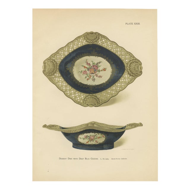 Worcester Porcelain Dessert Dish Lithograph, 1910 For Sale