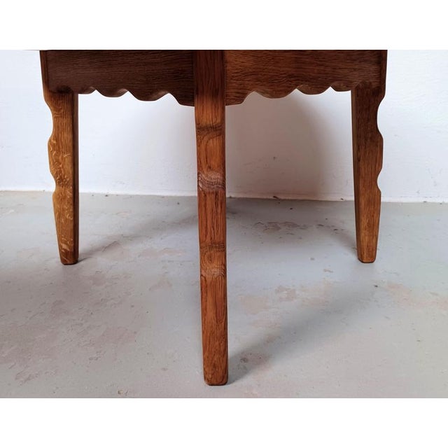 Refinished Brutalist Oak Coffee Table attributed to Henning Kjærnulf 1960s For Sale - Image 4 of 8