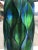 Pair of Tall Mid-Century Iridescent Ceramic Table Lamps – Blue & Green Glaze With Custom Shades For Sale - Image 9 of 12