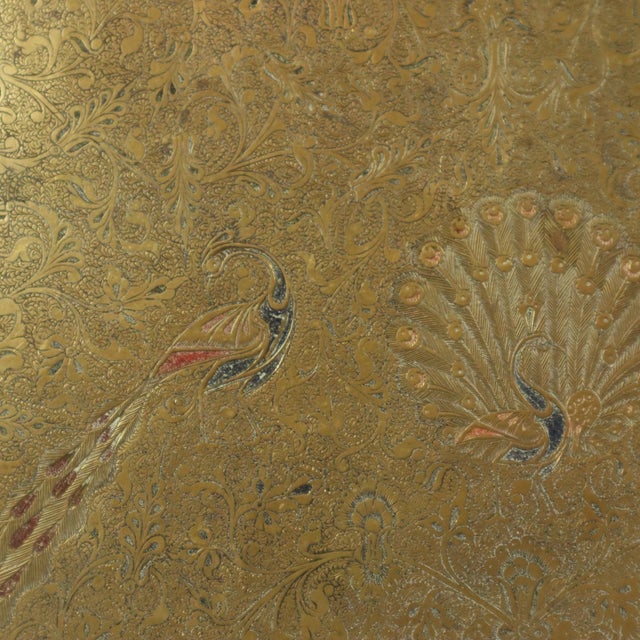 Vintage Brass Tray with Peacock Decoration, 1950s For Sale - Image 13 of 18