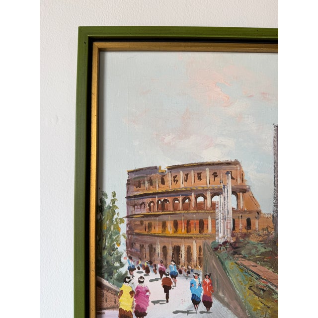 Vintage Rome Colosseum Impressionist Oil Painting on Canvas – Framed For Sale In Miami - Image 6 of 12