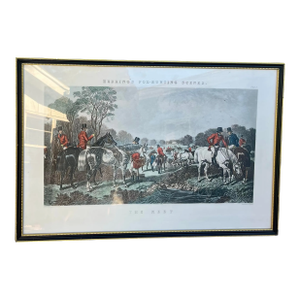 Framed English Lithograph of a Hunting Scene