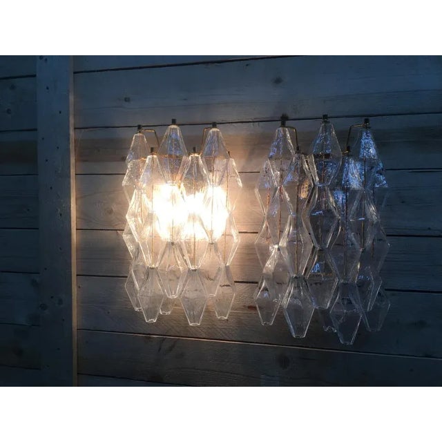 Contemporary Murano Glass Poliedri Sconces with Gold 24 Karat Metal Frame from Simoeng, Set of 2 For Sale - Image 3 of 12