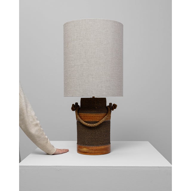 20th Century German Orange Ceramic Table Lamp With Rope Handle For Sale - Image 18 of 18