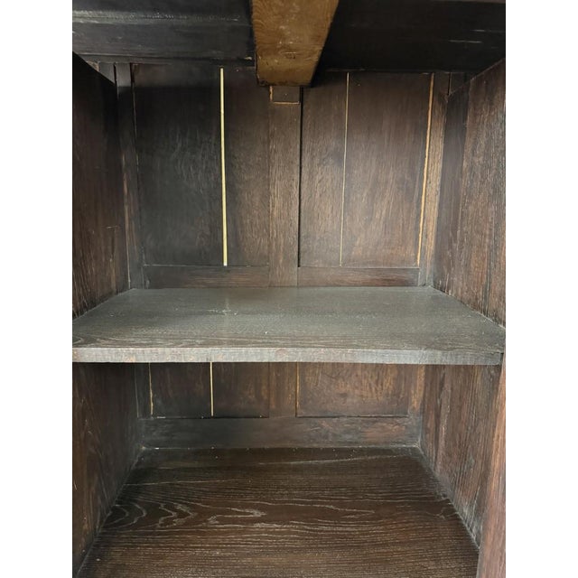 19th Century Marble Top Continental Oak Buffet With Leaded Glass Door For Sale - Image 16 of 18