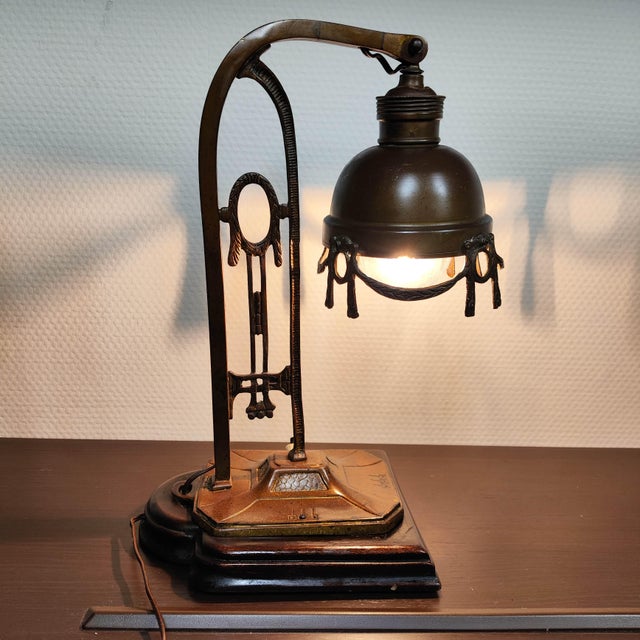 Early 20th Century Early 20th Century Italian Art Nouveau/Industrial Brass Desk Lamp For Sale - Image 5 of 13