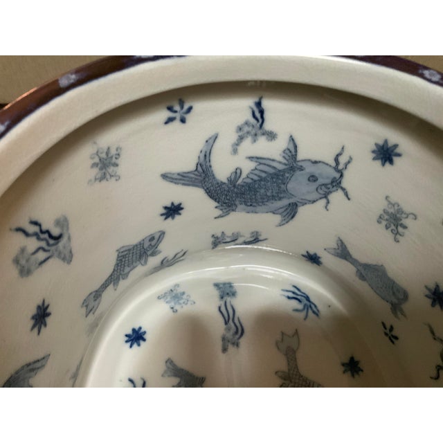 Ceramic Vintage English Style Blue and White Ironstone Footbath For Sale - Image 7 of 13
