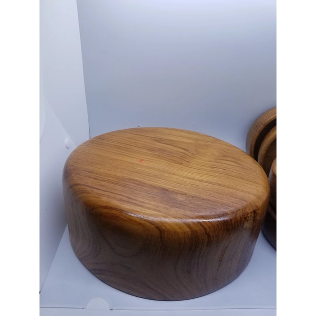 1980s Vintage Teak Wood Salad Bowl Set (5), MCM For Sale - Image 5 of 7