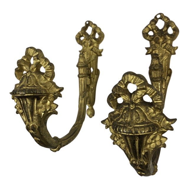French Antique 19th Century Gilded Bronze Curtain Tie Backs Or