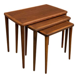 Mid Century Swedish Modern Teak Nesting Side Tables For Sale