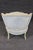 Textile French Louis XVI Style Creme & Blue Accent Paint Decorated Chaise Lounge For Sale - Image 7 of 14