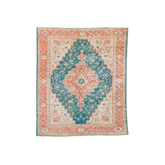 1920s Antique Oushak Medallion Hand-Knotted Rug - 7’10” X 9’3” For Sale - Image 11 of 11