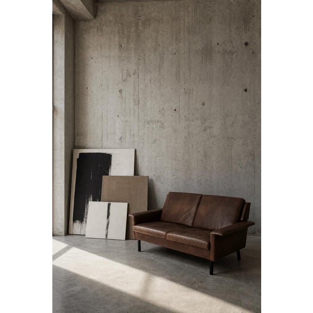 Vintage Scandinavian Two-Seater Sofa in Brown Leather by Arne Vodder for Fritz Hansen, 1960s For Sale - Image 10 of 18
