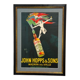 Mario Bazzi for John Hopps & Sons Marsala Wine Framed Poster, Late 20th Century For Sale