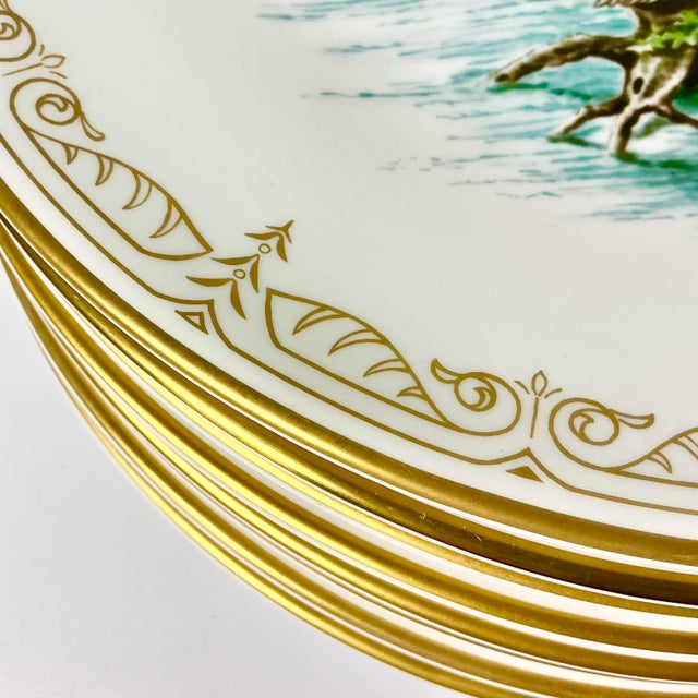 1980 Vintage Arts & Crafts English Bone China Water Fowl Birds Dinner Plates -Set of 8, Thanksgiving For Sale - Image 17 of 18