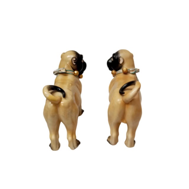Beige 20th Century Painted Terracotta Pug Dogs, Italy, 1950s, Set of 2 For Sale - Image 8 of 18