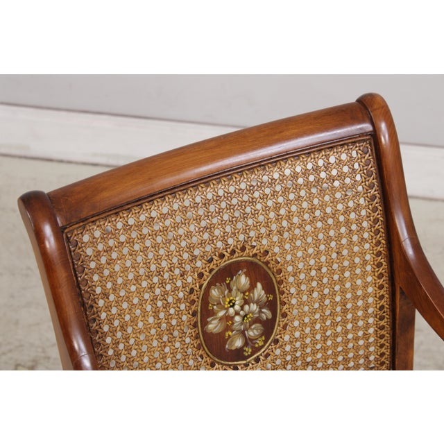 Pair English Adams Style Painted Back Cane Armchairs For Sale - Image 9 of 16