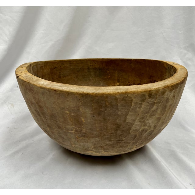 Large Antique Handcrafted Artisans Wood Bowl For Sale - Image 13 of 13