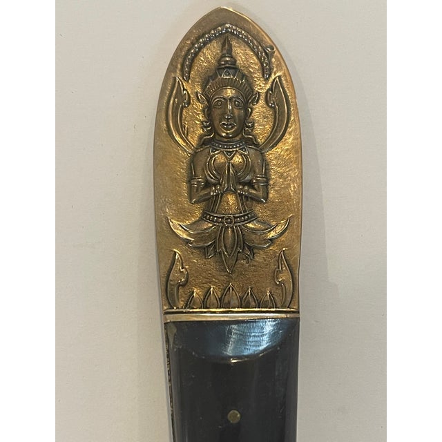 Asian Antique Vintage Brass Tibetan Buddha Flatware Set For Sale - Image 3 of 9
