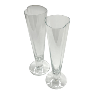 Set of Vintage Heart Glass Couples Wedding Champagne Flutes