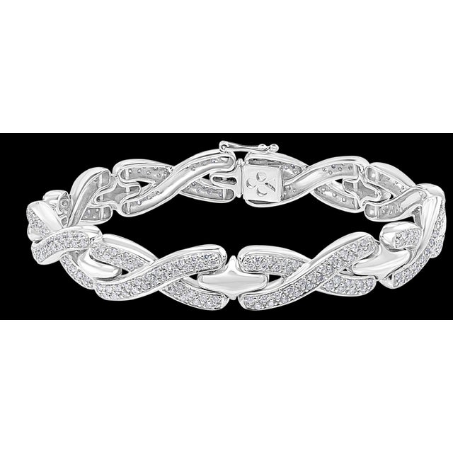 Transparent 4.5 Carat Diamond Bracelet in 18 Karat White Gold, 38 Grams, Estate For Sale - Image 8 of 18