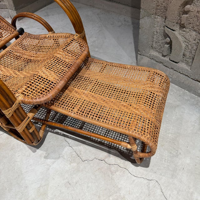 Mid-Century Italian Bamboo & Rattan Reclining Chaise Longue For Sale In San Diego - Image 6 of 18