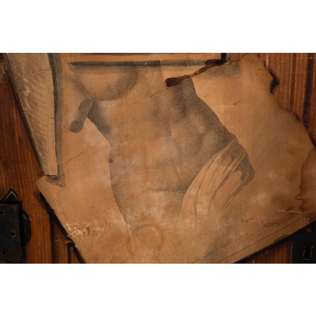 Pair of French Worn Pine Decoupage & Trompe l'Oeil Doors For Sale - Image 15 of 18