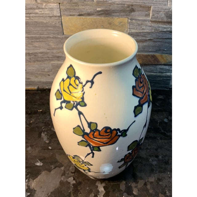 Antique White Antique Royal Dux White Porcelain Roses Design Vase For Sale - Image 8 of 13