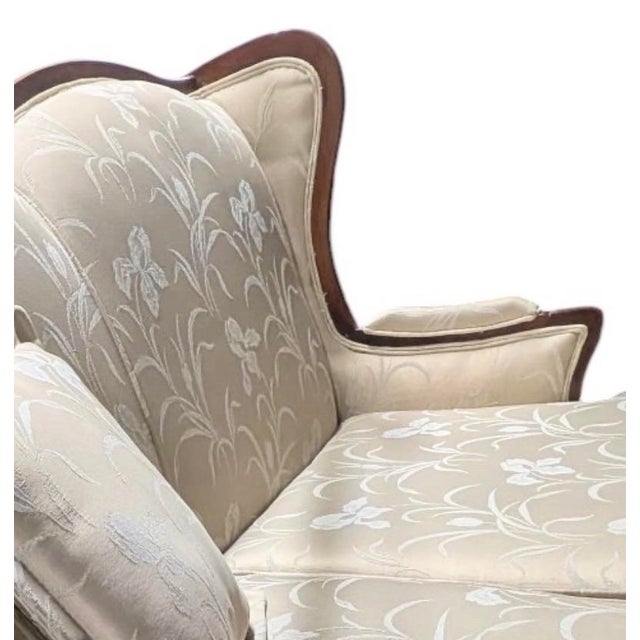 Vintage Southern Furniture Co. Louis XV Style Camelback Loveseat With Exposed Wood Frame For Sale - Image 4 of 9