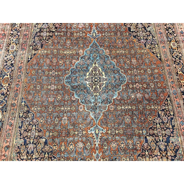 Textile Early 1900s Persian Bibikabad Rug, Hand-Knotted Herati Geometric Pattern, Rust Red & Blue, 9’ X 12’ For Sale - Image 7 of 12