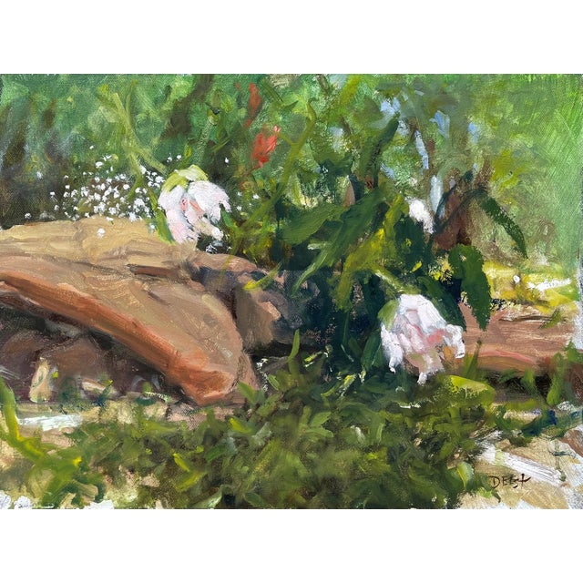 After the Rain by Harold Deist | Oil on canvas Flowers and greenery after rainfall. For Sale