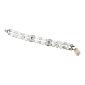 Vintage 1960s Signed Napier 2-Strand White & Clear/White Givre Rhinestone Bracelet