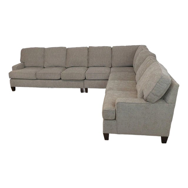 King Hickory L-Shaped Sectional Sofa in Neutral Fabric For Sale