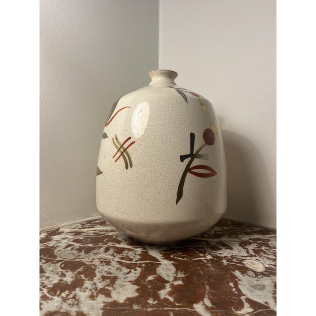 Modern Modernist Vase in Crackled Ceramic from Manufacture de Sainte-Radegonde / Ateliers Asch, 1950s For Sale - Image 3 of 8