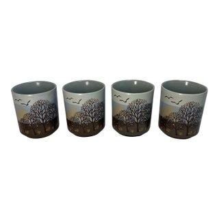 Vintage Stoneware Saki Cups Set of 4 For Sale
