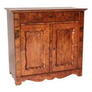 Late 19th Century Napoleon III Burl Walnut Two Door Cabinet For Sale