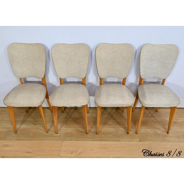 1960s Vintage Beech and Faux Leather Chairs, 1960, Set of 8 For Sale - Image 5 of 18