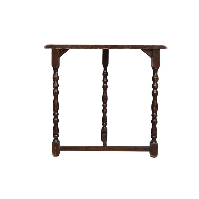 Wood Rufus Porter Style Folk Art Demilune Side Table For Sale - Image 7 of 9