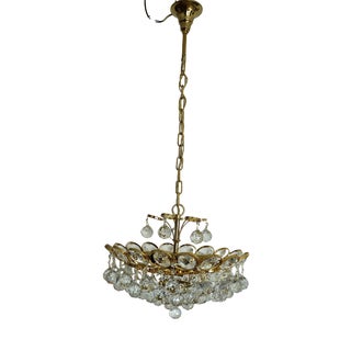 Brass and Rainbow Lead Crystal 8-Light Chandelier from Palwa, 1960s For Sale