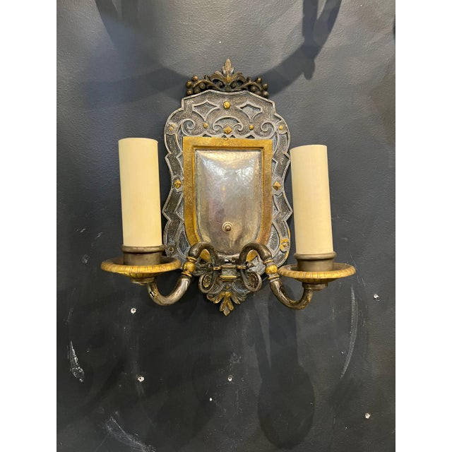 1890 Caldwell Silver and Bronze Neocalssical Sconces - a Pair For Sale In New York - Image 6 of 7