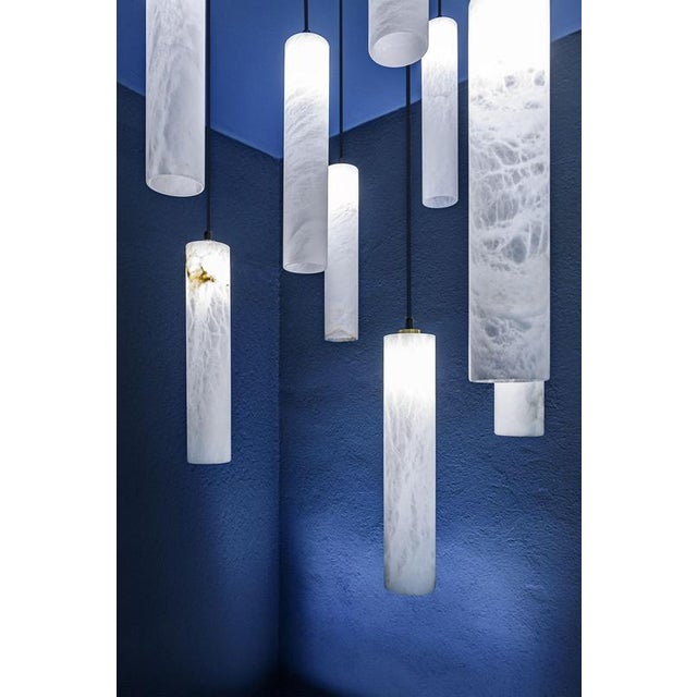 Contemporary Tubular Bells Pendant Lamp by United Alabaster For Sale - Image 3 of 13
