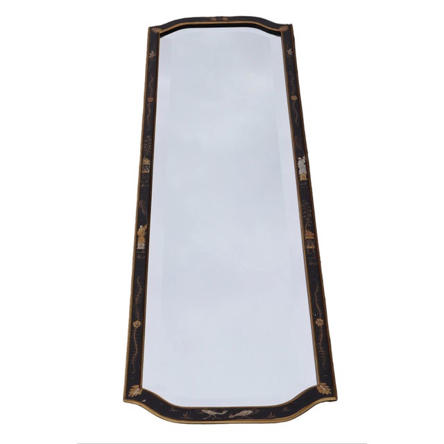 Wood Queen Anne Style Chionoiserie Mirror For Sale - Image 7 of 8